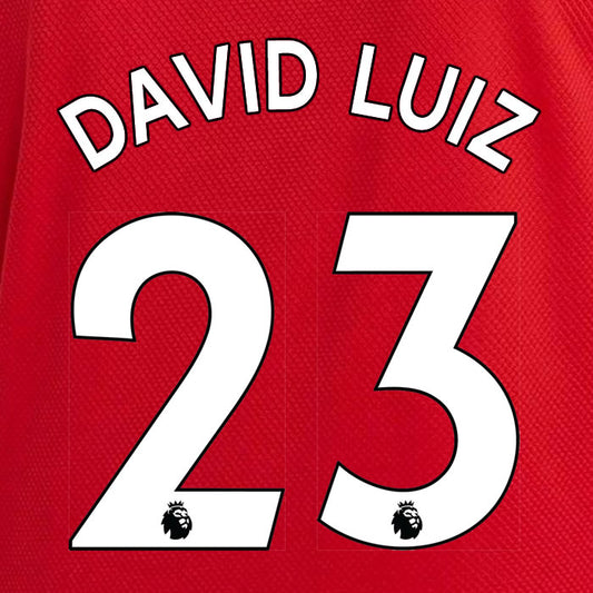 2019 2020 ARSENAL DAVID LUIZ 23 WHITE HOME OFFICIAL PLAYER SIZE NAME SET