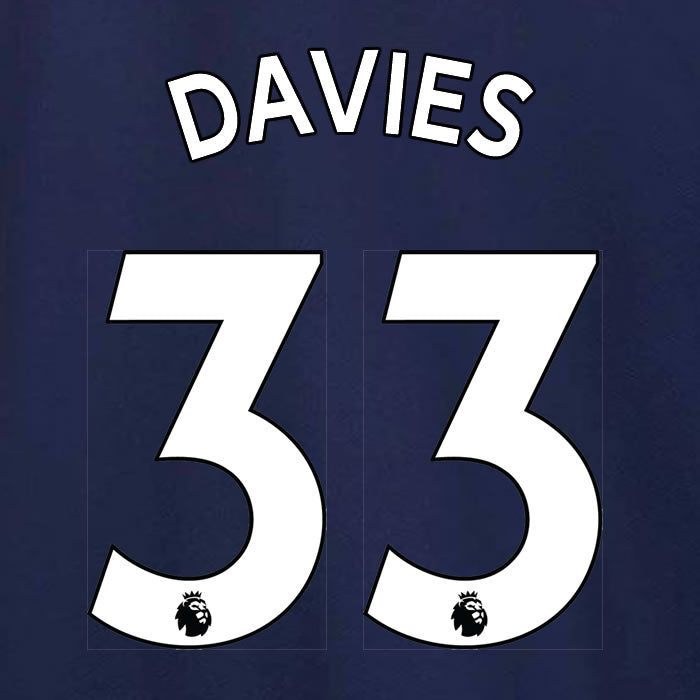 2019 2020 TOTTENHAM HOTSPUR DAVIES 33 WHITE AWAY OFFICIAL PLAYER SIZE NAME SET