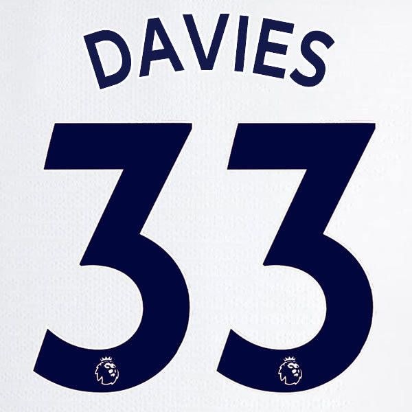 2019 2020 TOTTENHAM HOTSPUR DAVIES 33 WHITE HOME OFFICIAL PLAYER SIZE NAME SET