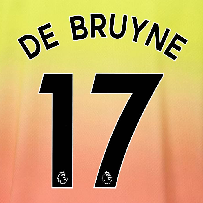 2019 2020 MANCHESTER CITY DE BRUYNE 17 WHITE 3RD OFFICIAL PLAYER SIZE NAME SET