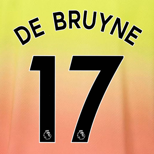 2019 2020 MANCHESTER CITY DE BRUYNE 17 WHITE 3RD OFFICIAL PLAYER SIZE NAME SET