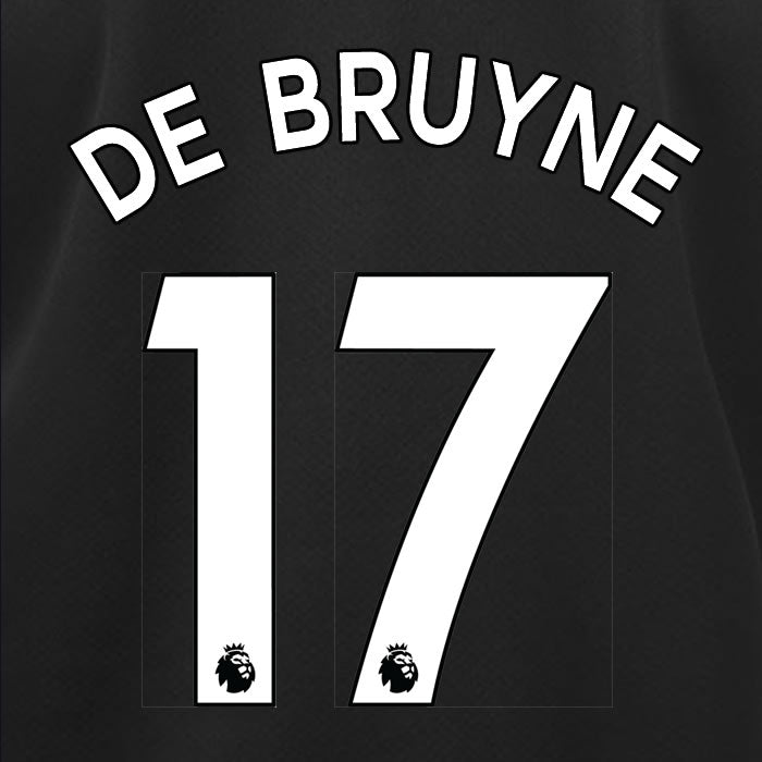 2019 2020 MANCHESTER CITY DE BRUYNE 17 WHITE AWAY OFFICIAL PLAYER SIZE NAME SET