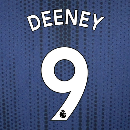 2019 2020 WATFORD DEENEY 9 WHITE AWAY OFFICIAL PLAYER SIZE NAME SET