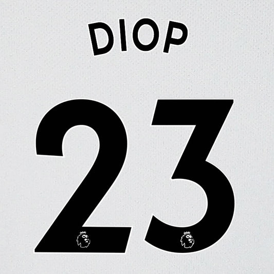 2019 2020 WEST HAM DIOP 23 WHITE AWAY OFFICIAL PLAYER SIZE NAME SET
