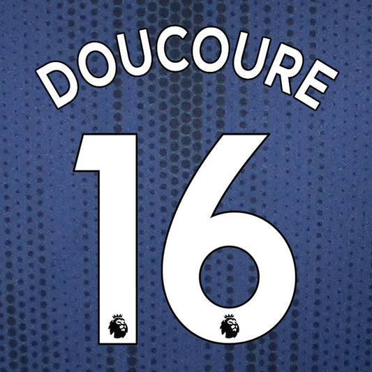 2019 2020 WATFORD DOUCOURÉ 16 WHITE AWAY OFFICIAL PLAYER SIZE NAME SET