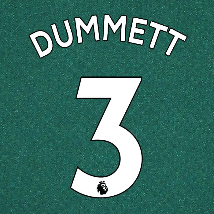 2019 2020 NEWCASTLE UNITED DUMMETT 3 WHITE AWAY OFFICIAL PLAYER SIZE NAME SET