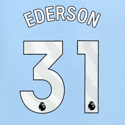 2023 2024 OFFICIAL MANCHESTER CITY EDERSON M. 31 HOME PLAYER SIZE NAME SET
