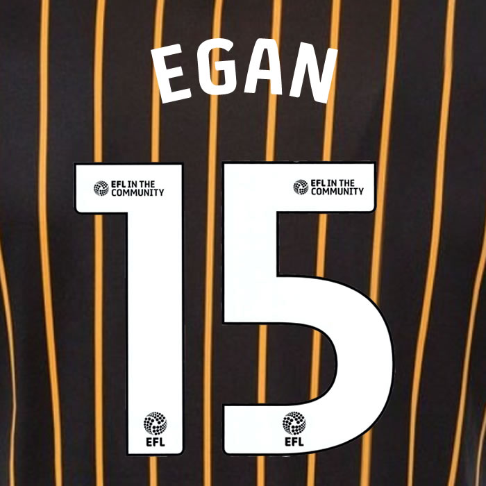 2025 2026 Hull City EGAN 15 WHITE AWAY OFFICIAL PLAYER SIZE NAMESET