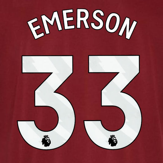 2023 2024 OFFICIAL WEST HAM EMERSON 33 HOME PLAYER SIZE NAME SET