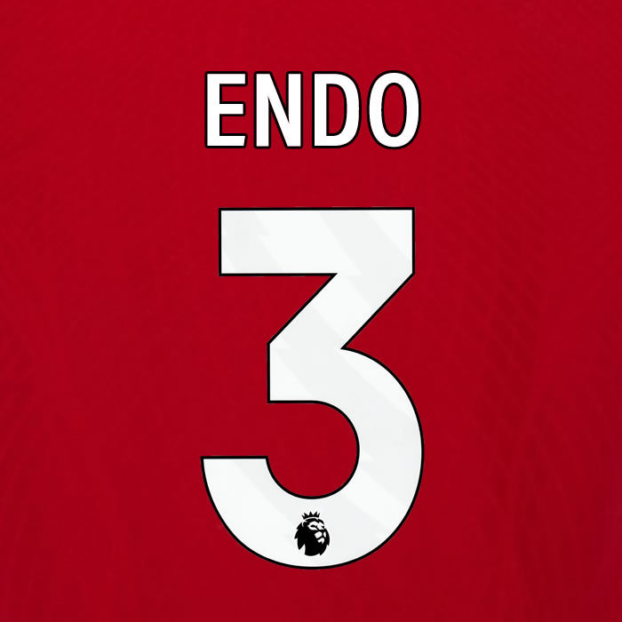 2023 2024 OFFICIAL LIVERPOOL ENDO 3 HOME PLAYER SIZE NAME SET