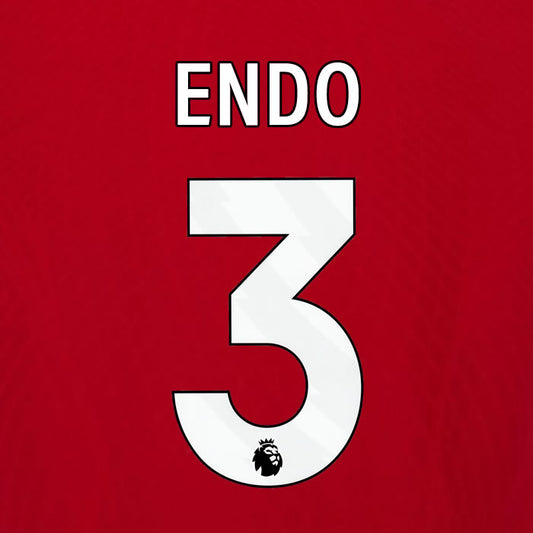 2023 2024 OFFICIAL LIVERPOOL ENDO 3 HOME PLAYER SIZE NAME SET