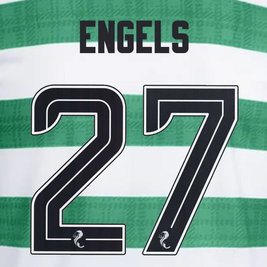 2025 2026 Celtic ENGELS 27 WHITE HOME OFFICIAL PLAYER SIZE NAMESET