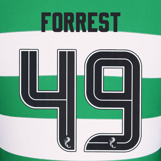 2024 2025 Celtic FORREST 49 WHITE HOME OFFICIAL PLAYER SIZE NAMESET