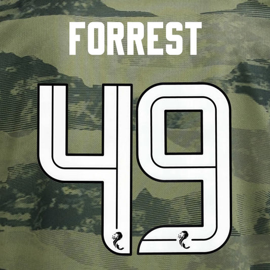 2024 2025 Celtic FORREST 49 WHITE 3RD OFFICIAL PLAYER SIZE NAMESET