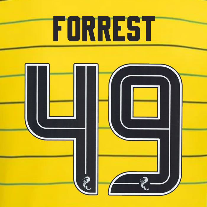 2024 2025 Celtic FORREST 49 WHITE AWAY OFFICIAL PLAYER SIZE NAMESET