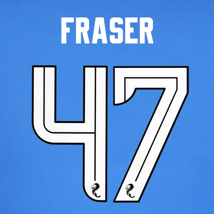 2024 2025 Rangers FRASER 47 WHITE HOME OFFICIAL PLAYER SIZE NAMESET