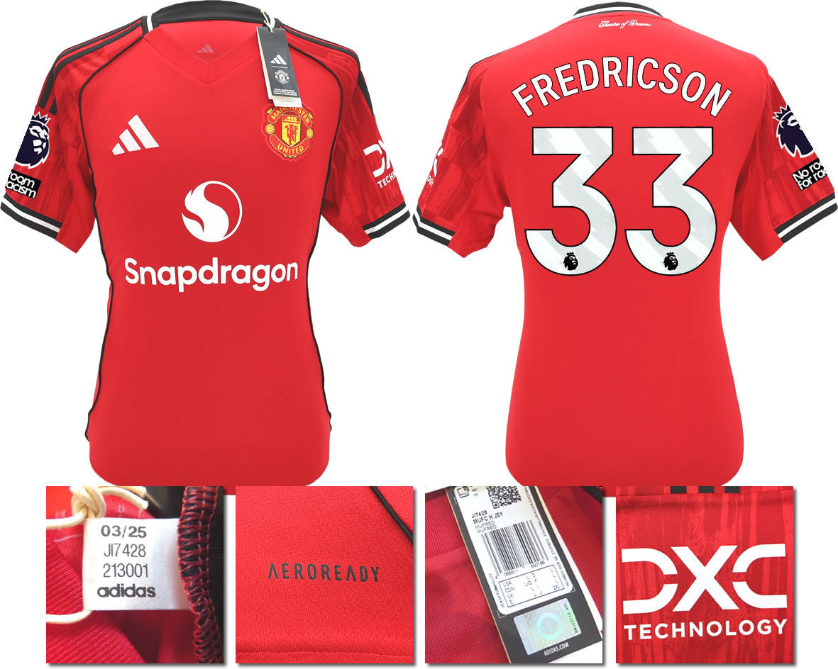BNWT 2025 2026 MANCHESTER UNITED ADIDAS HOME SHIRT FREDRICSON 33