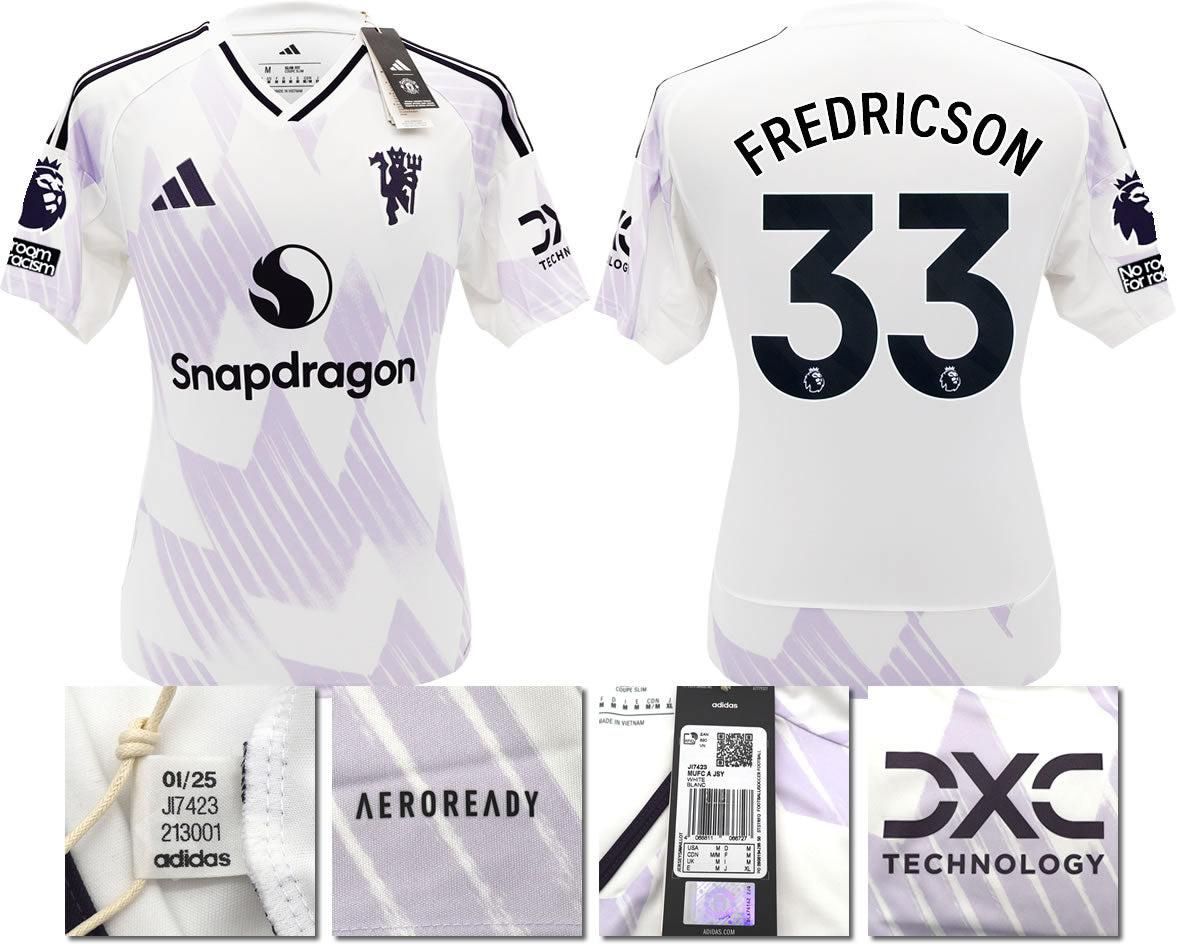 BNWT 2025 2026 MANCHESTER UNITED ADIDAS AWAY SHIRT FREDRICSON 33 MEN'S