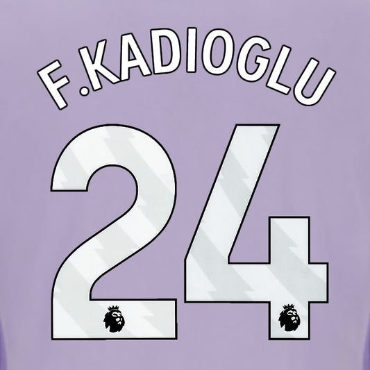 2025 2026 OFFICIAL BRIGHTON HOVE ALBION F KADIOGLU 24 AWAY PLAYER SIZE NAME SET