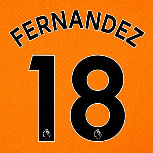 2019 2020 NEWCASTLE UNITED FERNÁNDEZ 18 WHITE 3RD OFFICIAL PLAYER SIZE NAME SET