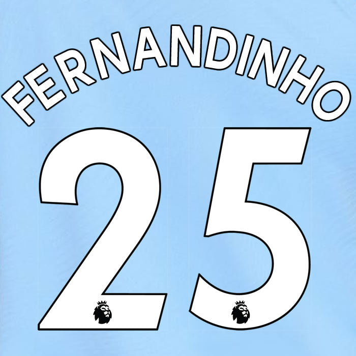 2019 2020 MANCHESTER CITY FERNANDINHO 25 WHITE HOME OFFICIAL PLAYER SIZE NAME SET