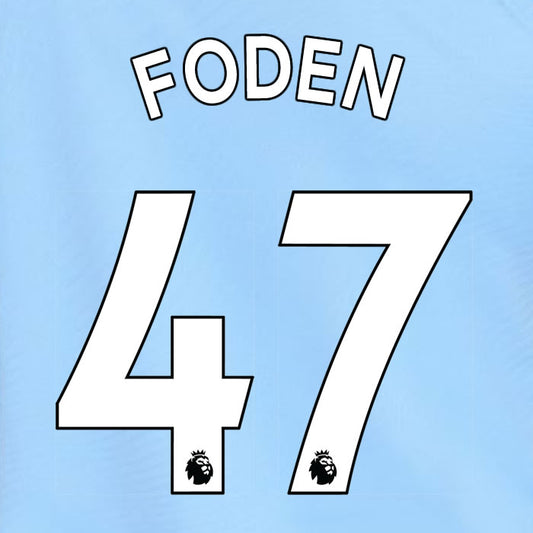 2019 2020 MANCHESTER CITY FODEN 47 WHITE HOME OFFICIAL PLAYER SIZE NAME SET