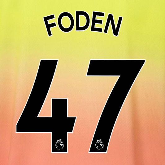 2019 2020 MANCHESTER CITY FODEN 47 WHITE 3RD OFFICIAL PLAYER SIZE NAME SET