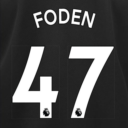 2019 2020 MANCHESTER CITY FODEN 47 WHITE AWAY OFFICIAL PLAYER SIZE NAME SET