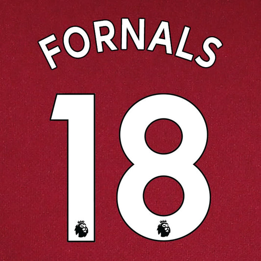2019 2020 WEST HAM P. FORNALS 18 WHITE HOME OFFICIAL PLAYER SIZE NAME SET