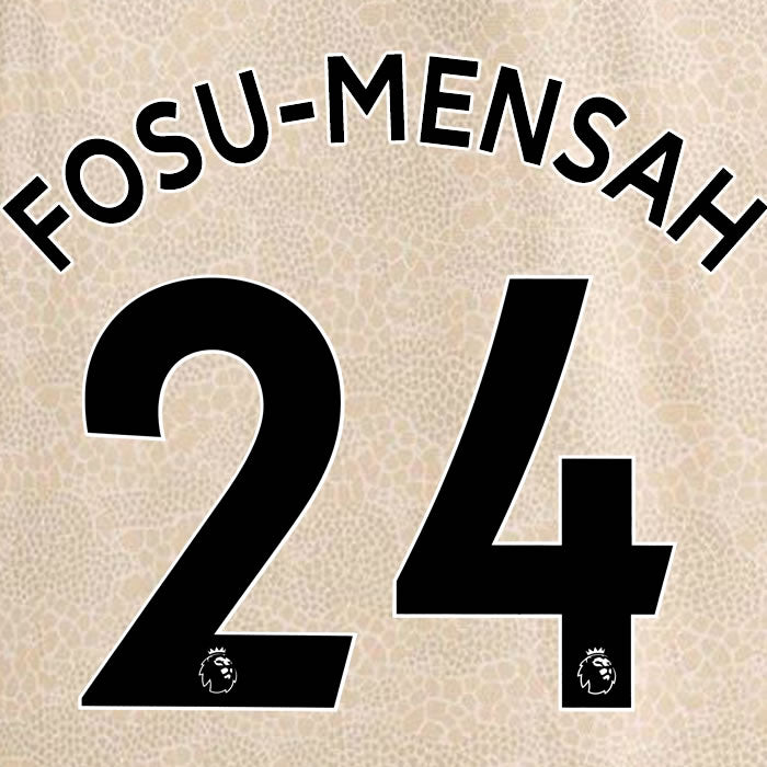 2019 2020 MANCHESTER UNITED FOSU-MENSAH 24 WHITE AWAY OFFICIAL PLAYER SIZE NAME SET