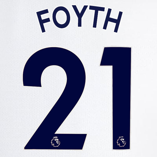 2019 2020 TOTTENHAM HOTSPUR FOYTH 21 WHITE HOME OFFICIAL PLAYER SIZE NAME SET