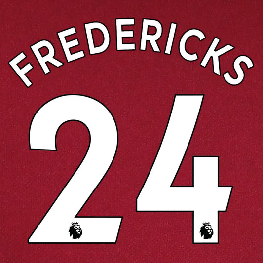2019 2020 WEST HAM FREDERICKS 24 WHITE HOME OFFICIAL PLAYER SIZE NAME SET