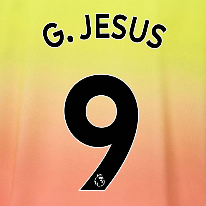2019 2020 MANCHESTER CITY G. JESUS 9 WHITE 3RD OFFICIAL PLAYER SIZE NAME SET