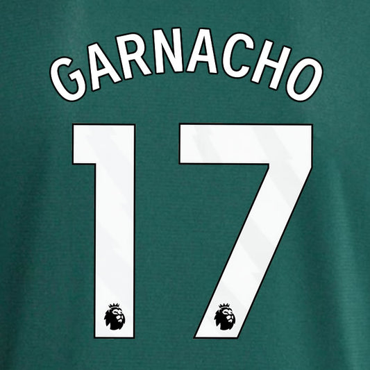 2023 2024 OFFICIAL MANCHESTER UNITED GARNACHO 17 AWAY PLAYER SIZE NAME SET