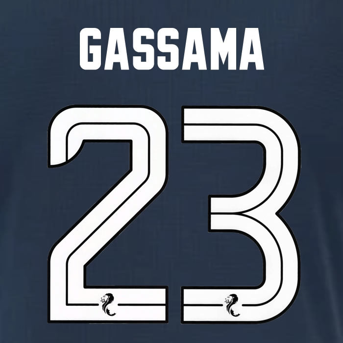 2025 2026 Rangers GASSAMA 23 WHITE 3RD OFFICIAL PLAYER SIZE NAMESET