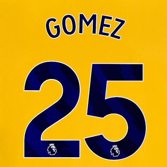 2025 2026 OFFICIAL BRIGHTON HOVE ALBION GOMEZ 25 3RD PLAYER SIZE NAME SET