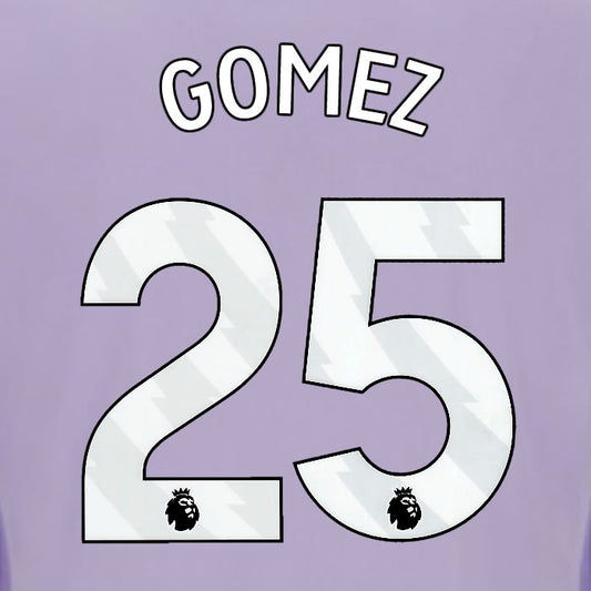 2025 2026 OFFICIAL BRIGHTON HOVE ALBION GOMEZ 25 AWAY PLAYER SIZE NAME SET