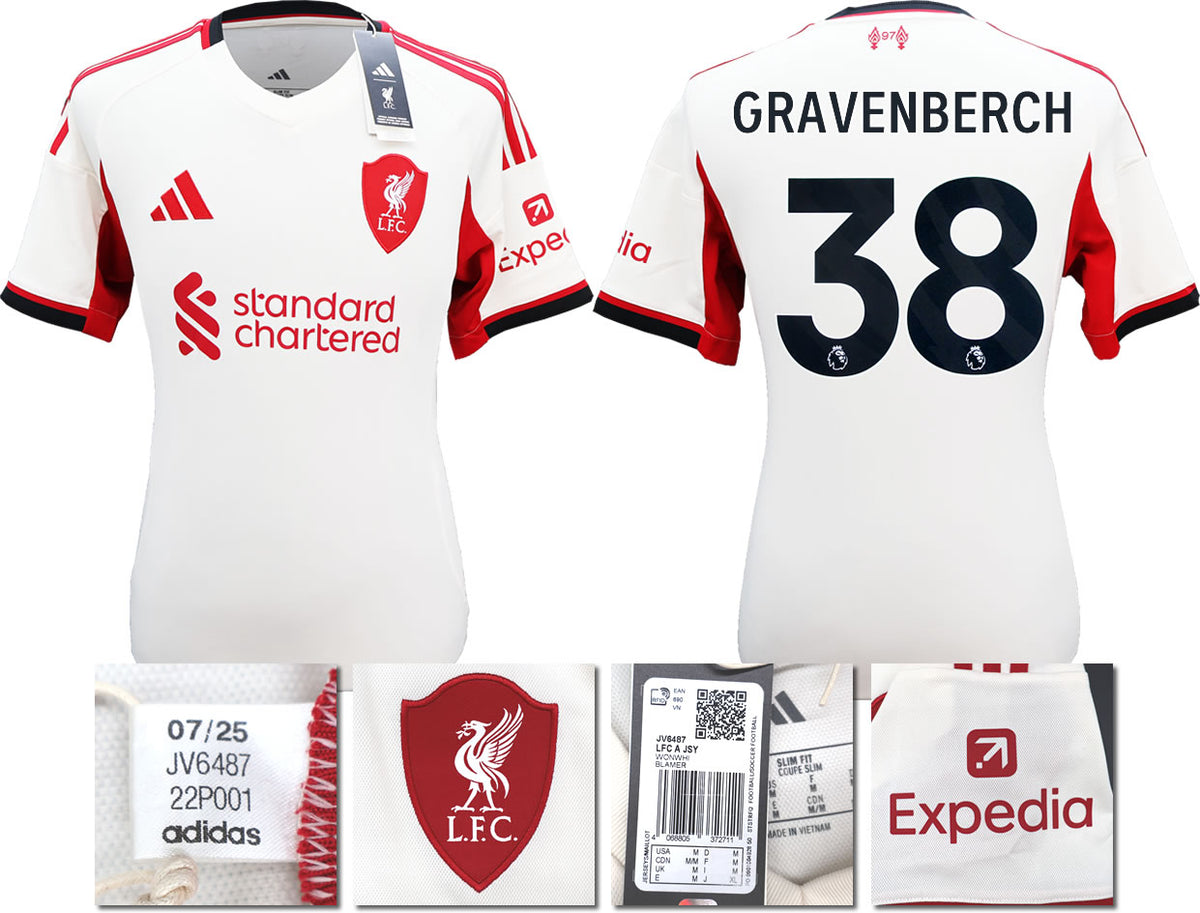 BNWT 2025 2026 LIVERPOOL AWAY SHIRT GRAVENBERCH 38 MEN'S