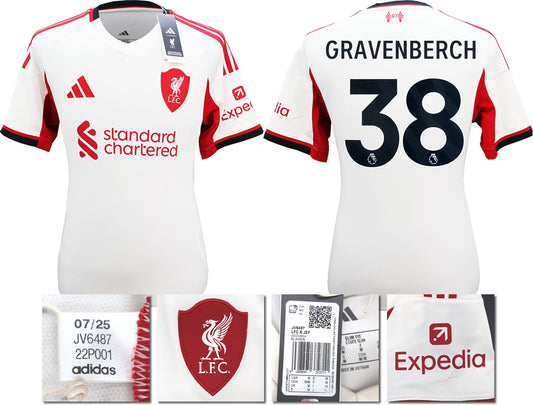 BNWT 2025 2026 LIVERPOOL AWAY SHIRT GRAVENBERCH 38 MEN'S