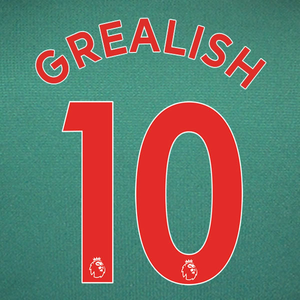 2019 2020 ASTON VILLA GREALISH 10 WHITE 3RD OFFICIAL PLAYER SIZE NAME SET