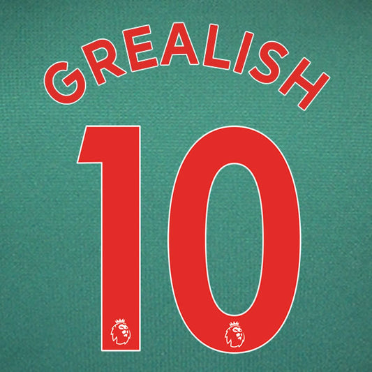 2019 2020 ASTON VILLA GREALISH 10 WHITE 3RD OFFICIAL PLAYER SIZE NAME SET