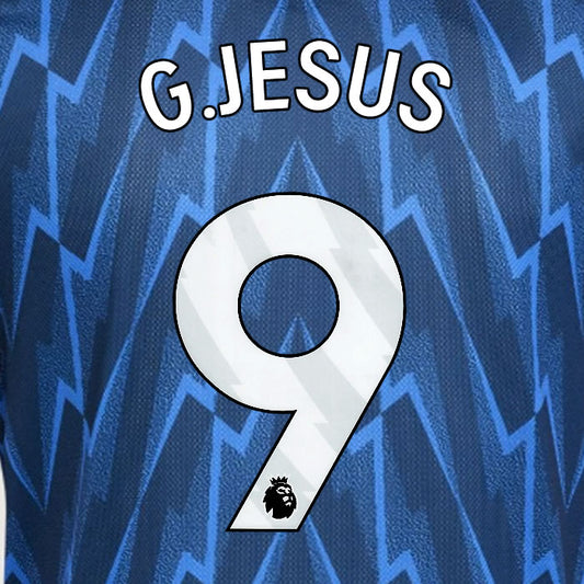 2025 2026 ARSENAL G. JESUS 9 WHITE AWAY OFFICIAL PLAYER SIZE NAMESET