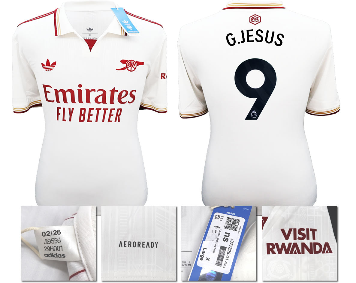 BNWT 2025/2026 ARSENAL F.C. ADIDAS 3RD SHIRT G. JESUS 9