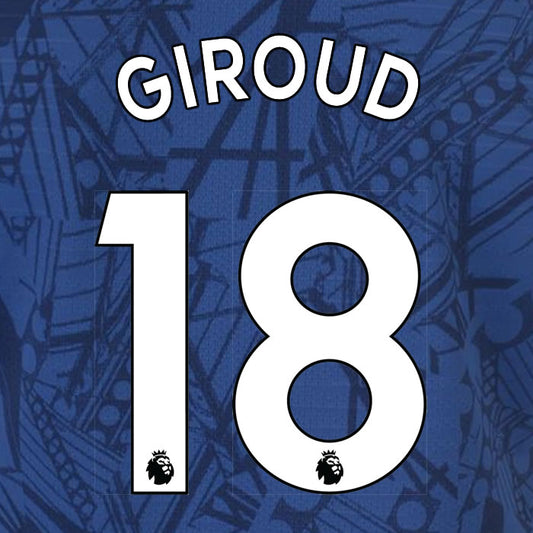 2019 2020 CHELSEA GIROUD 18 WHITE HOME OFFICIAL PLAYER SIZE NAME SET