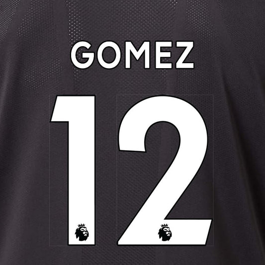 2019 2020 LIVERPOOL GOMEZ 12 WHITE AWAY OFFICIAL PLAYER SIZE NAME SET