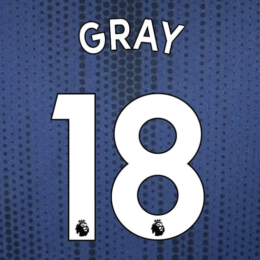 2019 2020 WATFORD GRAY 18 WHITE AWAY OFFICIAL PLAYER SIZE NAME SET