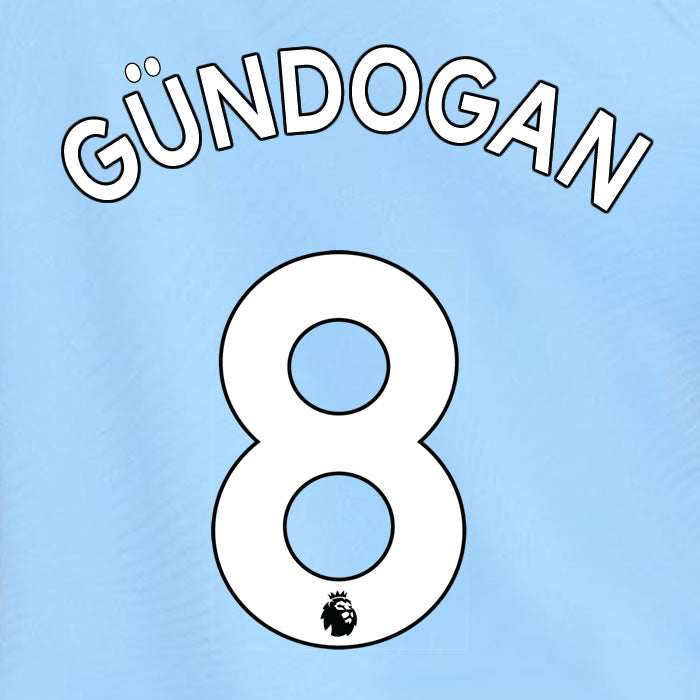 2019 2020 MANCHESTER CITY GÜNDOĞAN 8 WHITE HOME OFFICIAL PLAYER SIZE NAME SET