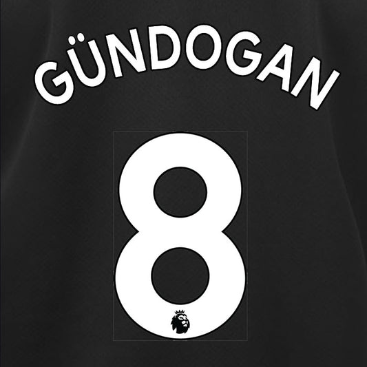 2019 2020 MANCHESTER CITY GÜNDOĞAN 8 WHITE AWAY OFFICIAL PLAYER SIZE NAME SET