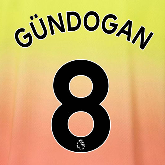 2019 2020 MANCHESTER CITY GÜNDOĞAN 8 WHITE 3RD OFFICIAL PLAYER SIZE NAME SET