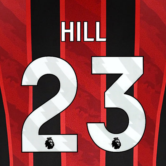 2025 2026 BOURNEMOUTH HILL 23 WHITE HOME PLAYER SIZE NAME SET